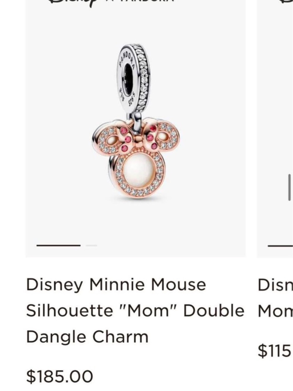 Pandora Disney Minnie Mouse Rose & Silver Dangle Charm - Pink Accents